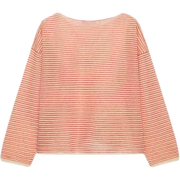 Женский свитер с круглым вырезом Nude/Red ZARA, Nude/Red — фото 3