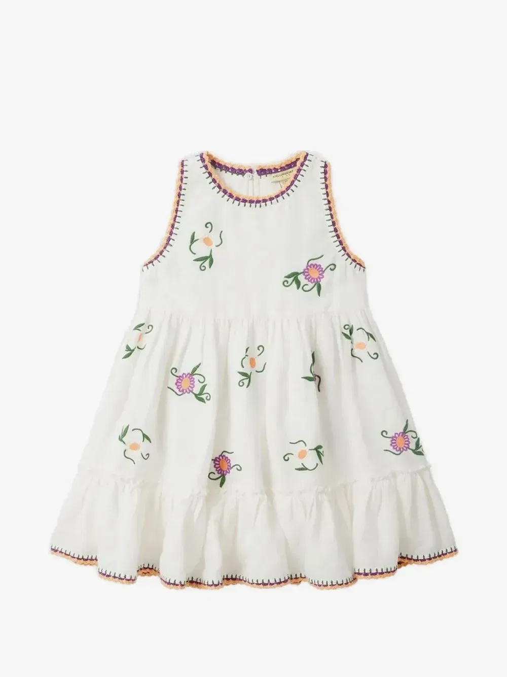 Платье с вышивкой и рюшами Stella McCartney Kids, белый