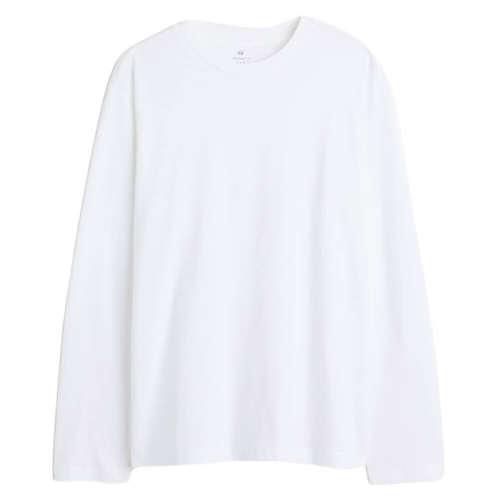 

Лонгслив H&M Regular Fit Jersey, белый