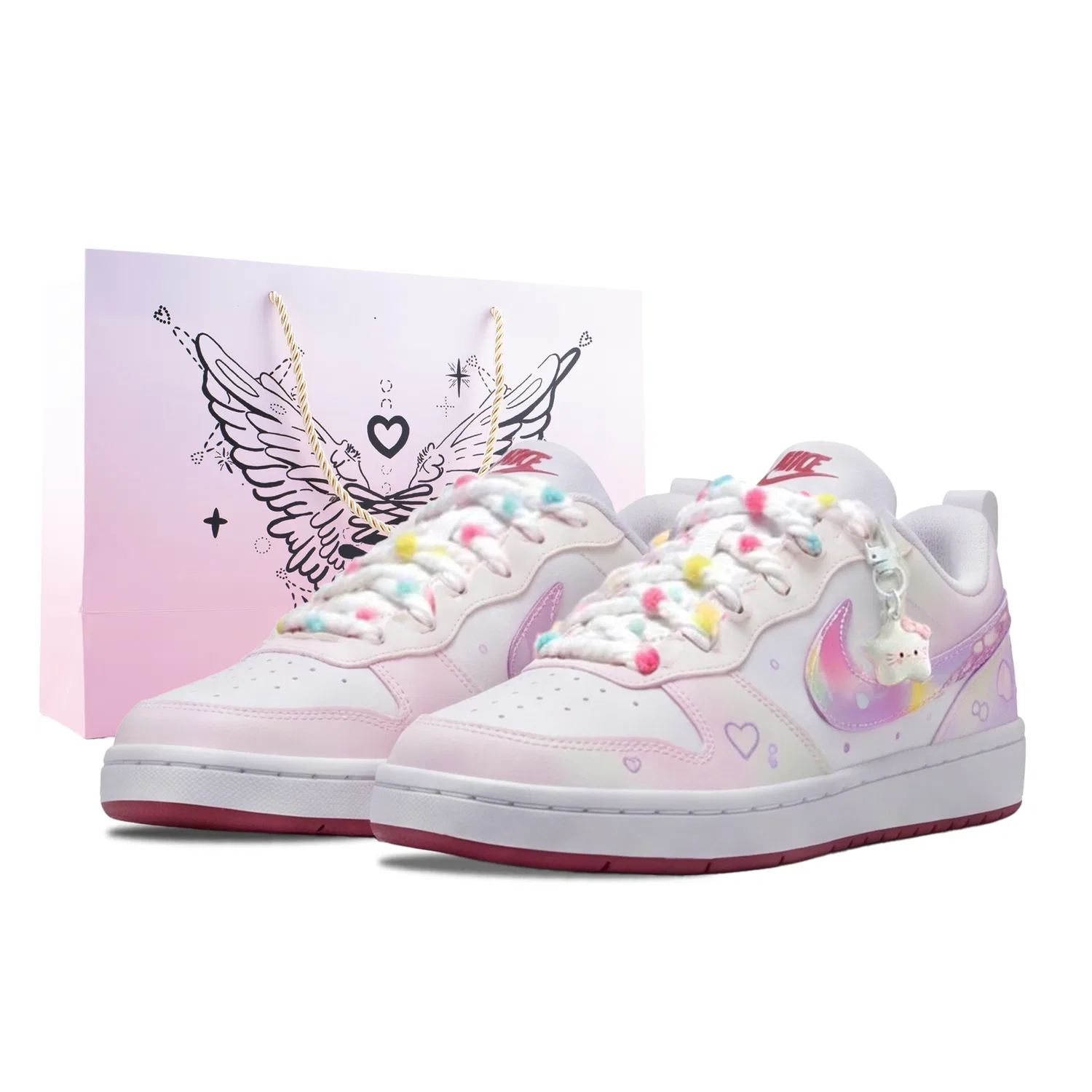 Детские кастомные кроссовки с принтом Star Dream Sweet Berry, Nike, Pink