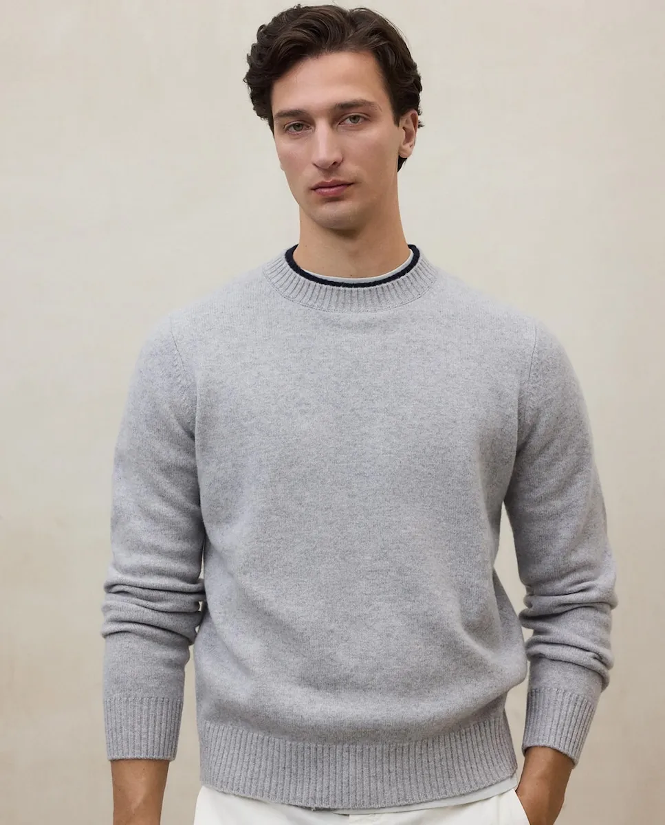 

Мужской трикотажный свитер с круглым вырезом Ecoalf, светло-серый