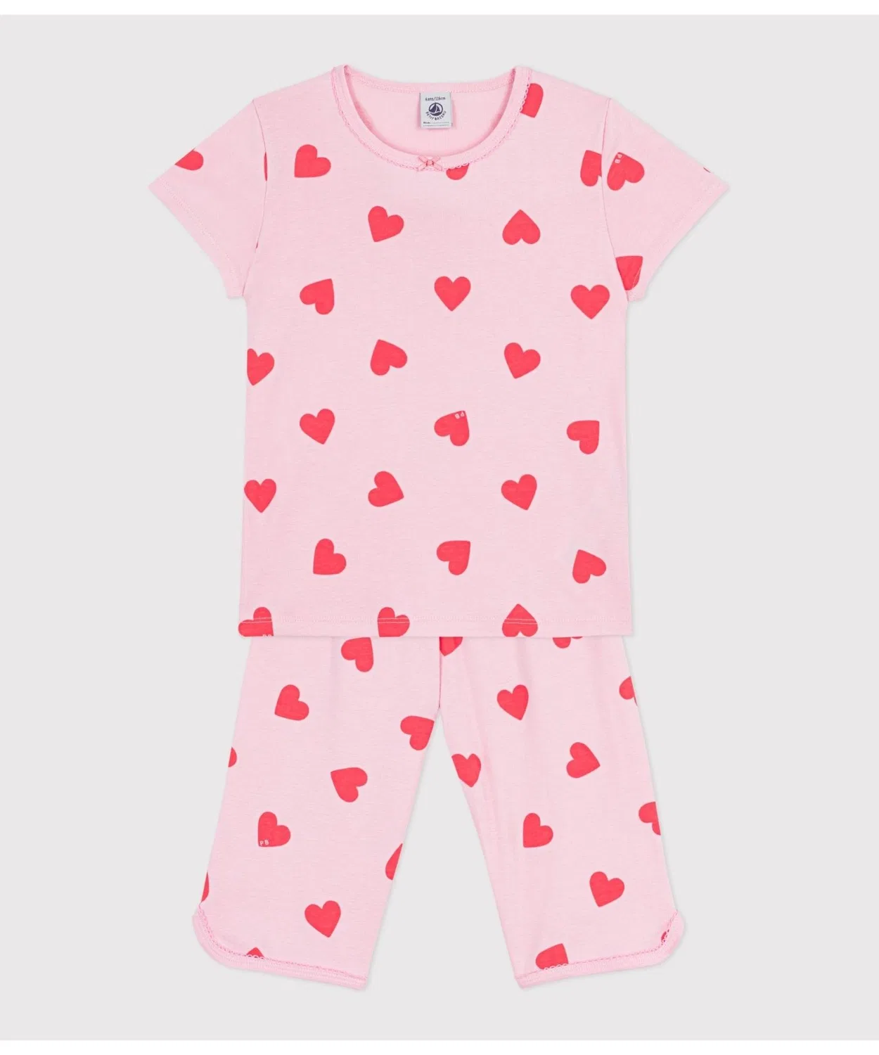 Детская пижама с длинным рукавоми принтом Heart Print PETIT BATEAU, Pink — фото 2