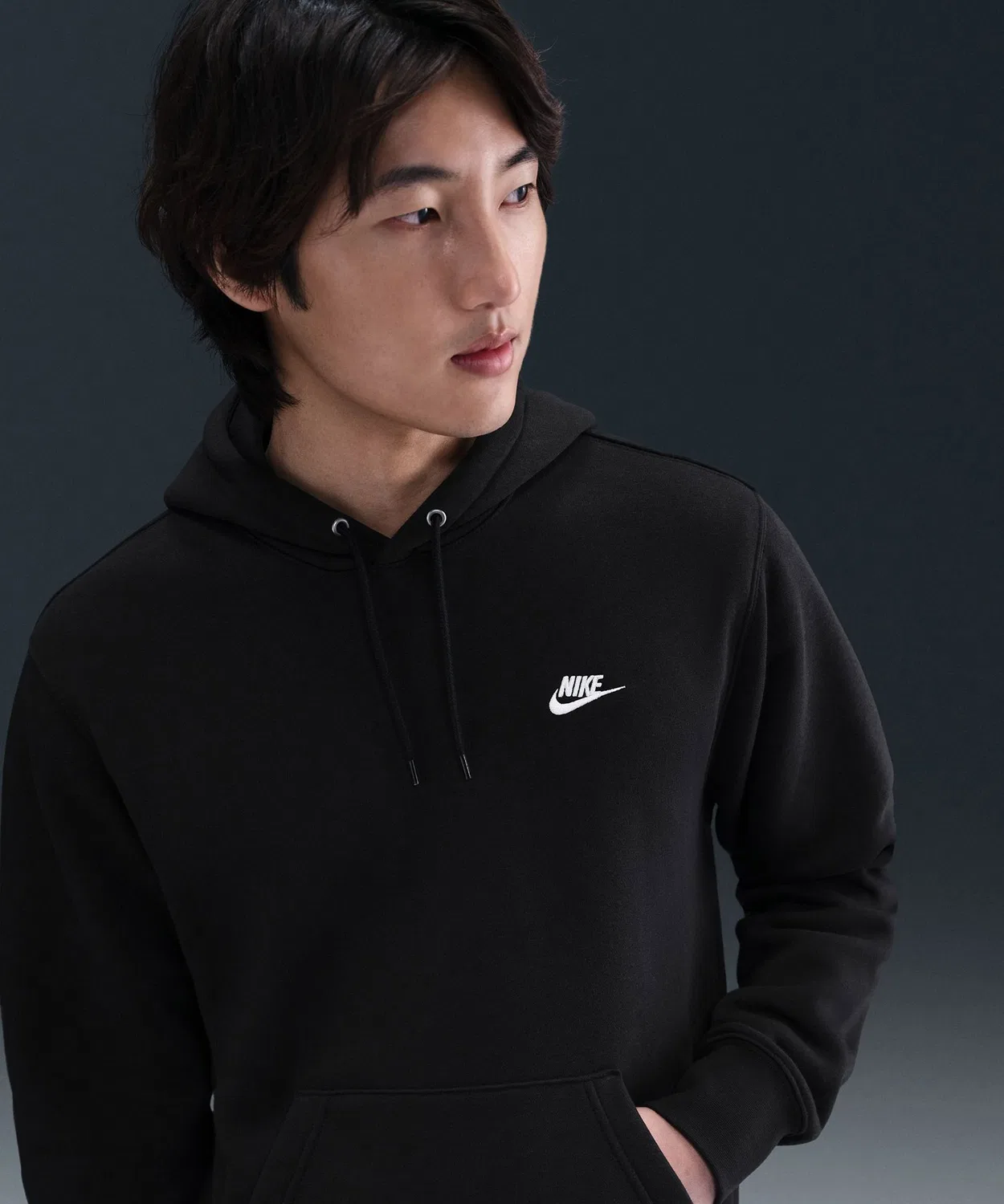 Мужской худи Nike Club с длинным рукавом модель BB Pullover NIKE, Серый — фото 2
