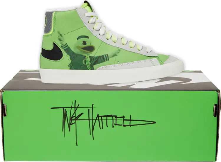 Кроссовки Nike Blazer Mid ’77 'University of Oregon Men's Basketball' Tinker Hatfield Signed Box, зеленый — фото 2