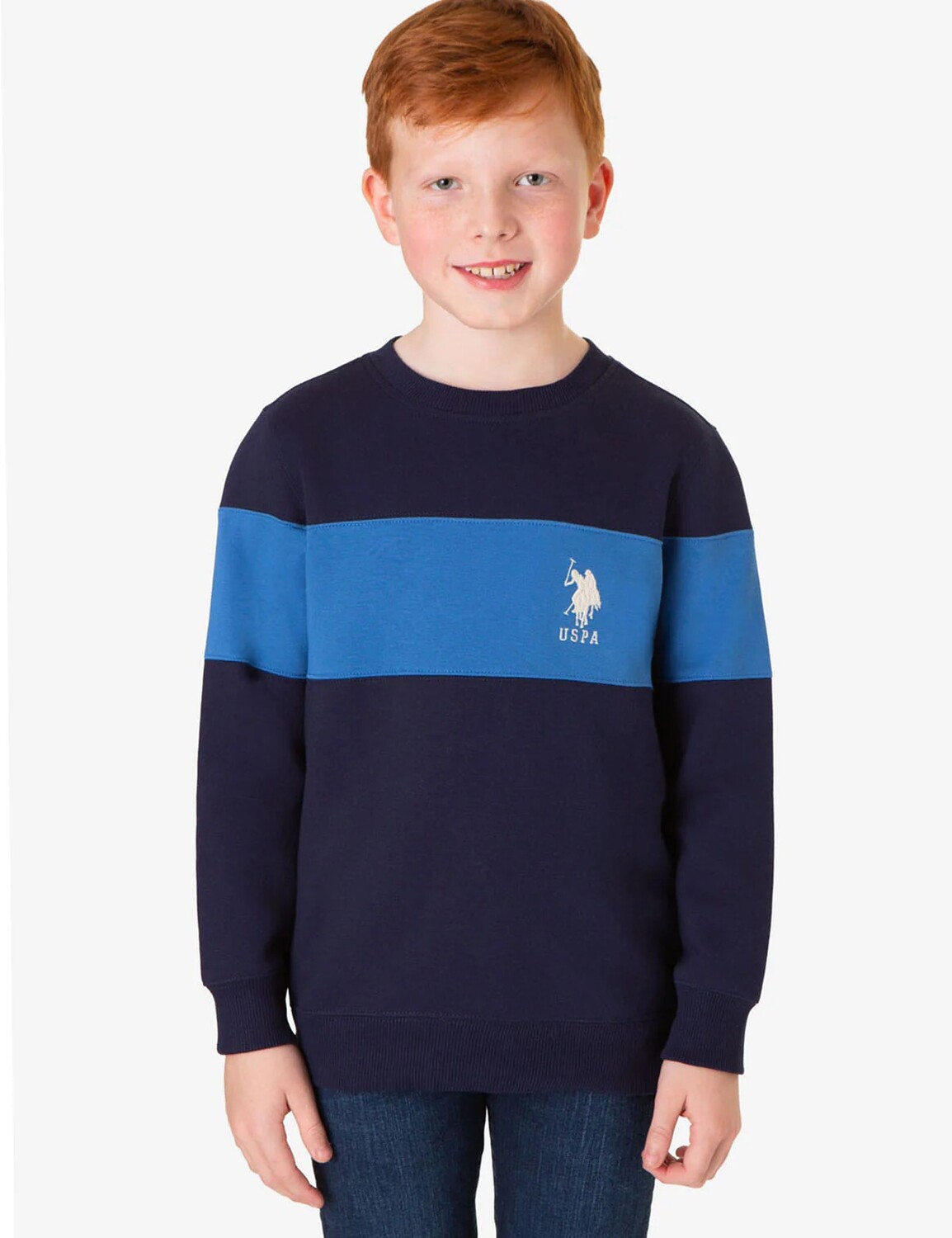 

Свитшот U.S. Polo Assn. Boys Chest Colorblock Fleece, темно-синий