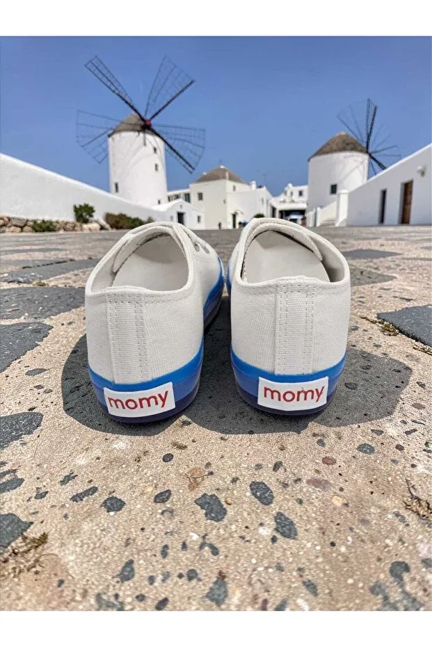 Детские повседневные туфли из льна на липучке Momykids, White — фото 4