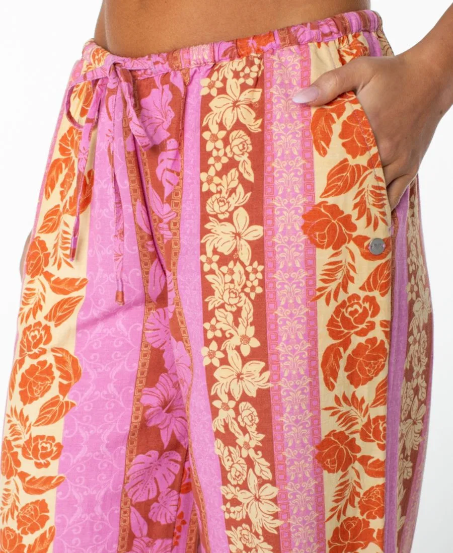 Штаны женские широкие Iyla Wide-Leg Roxy, Fuchsia Pink Lanai Stripe — фото 3