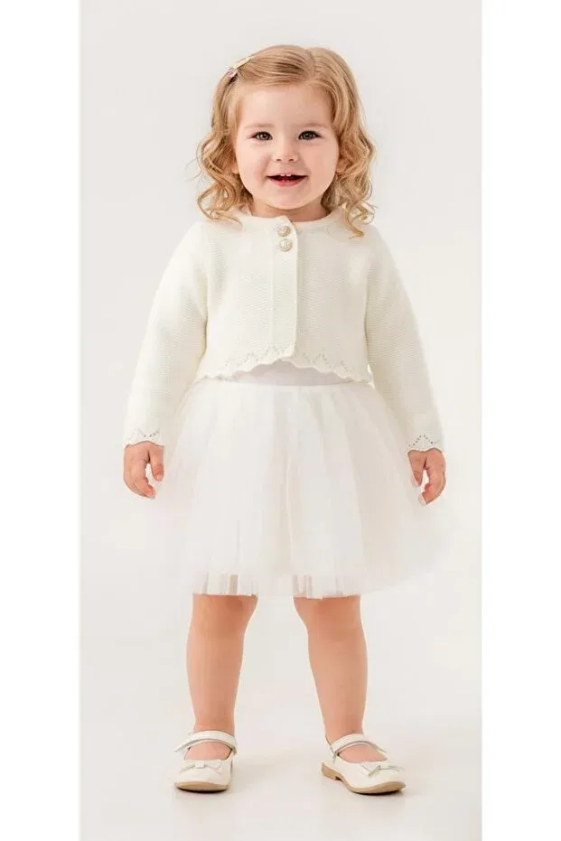 Детское платье для девочек с длинным рукавом Mnk Baby&Kids, Ecru