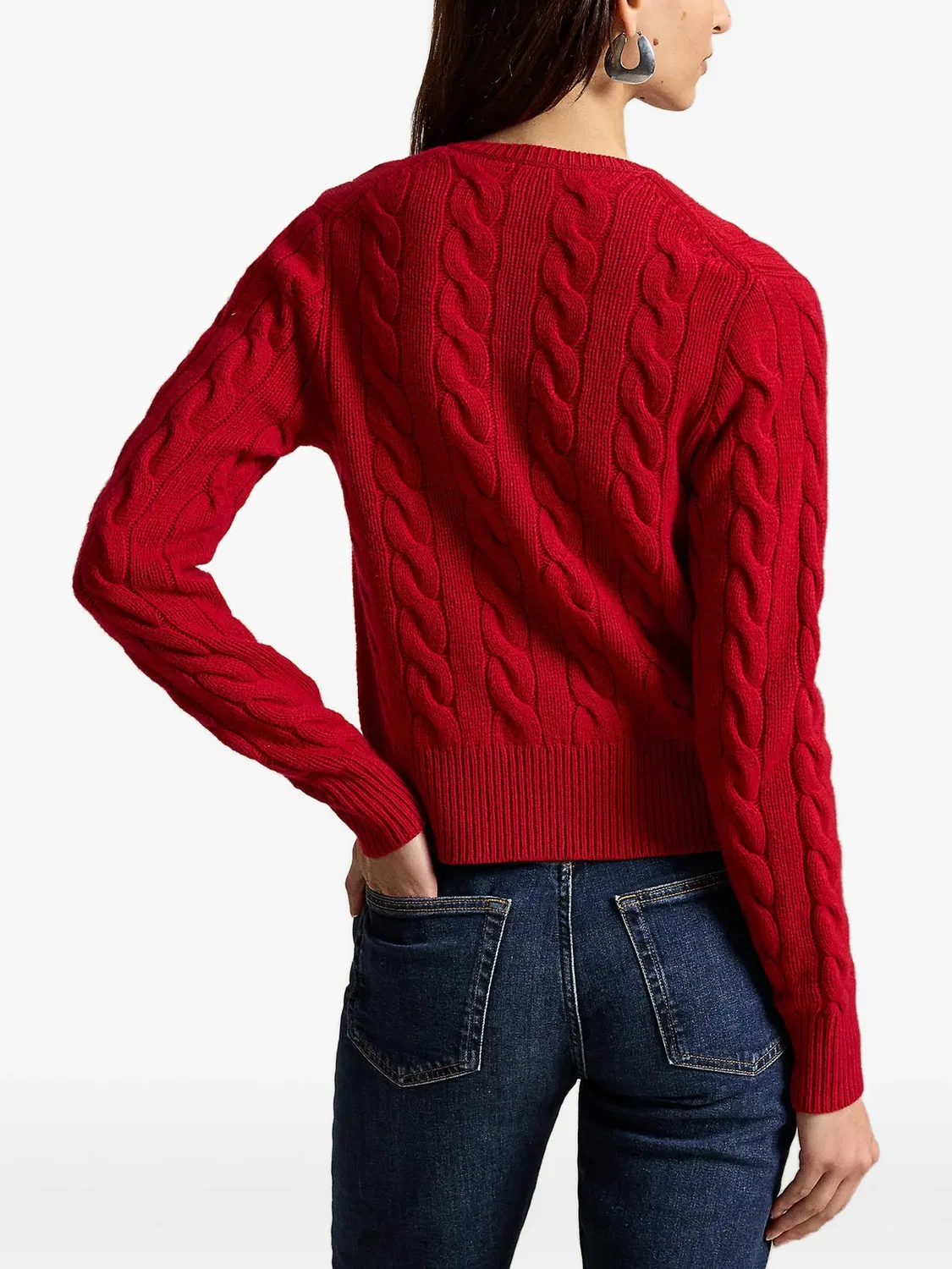 Polo Ralph Lauren Кардиган фактурной вязки красный — фото 3