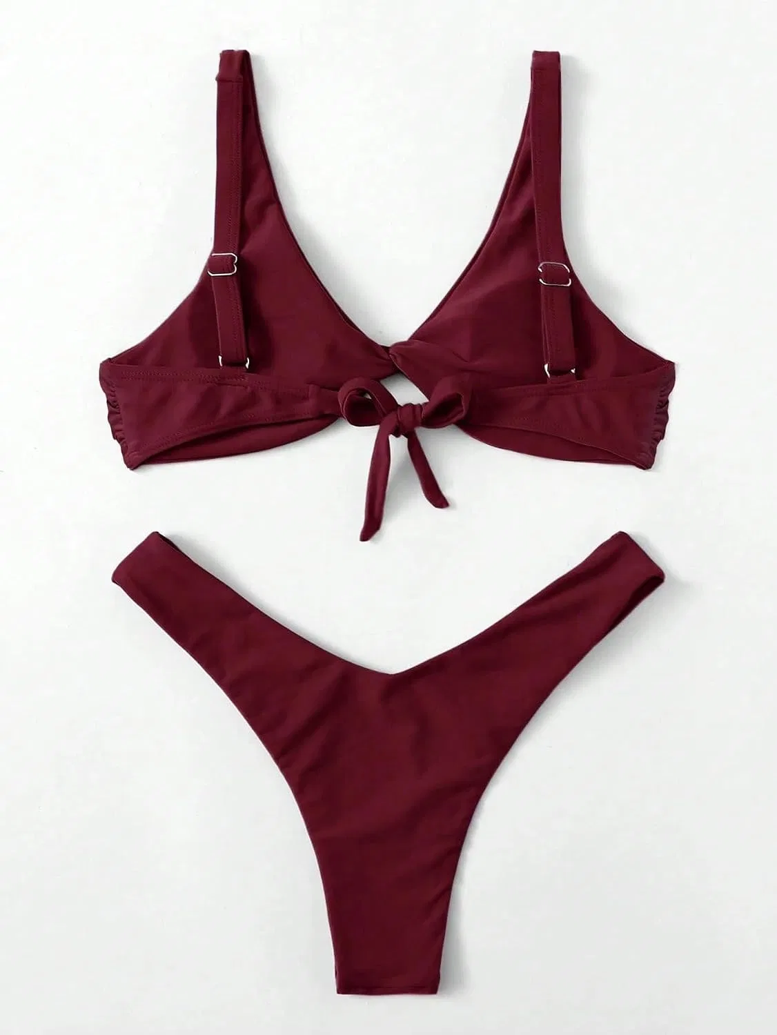 Женский бикини-сет с высокой талией High Waisted Twisted Front, Burgundy — фото 3