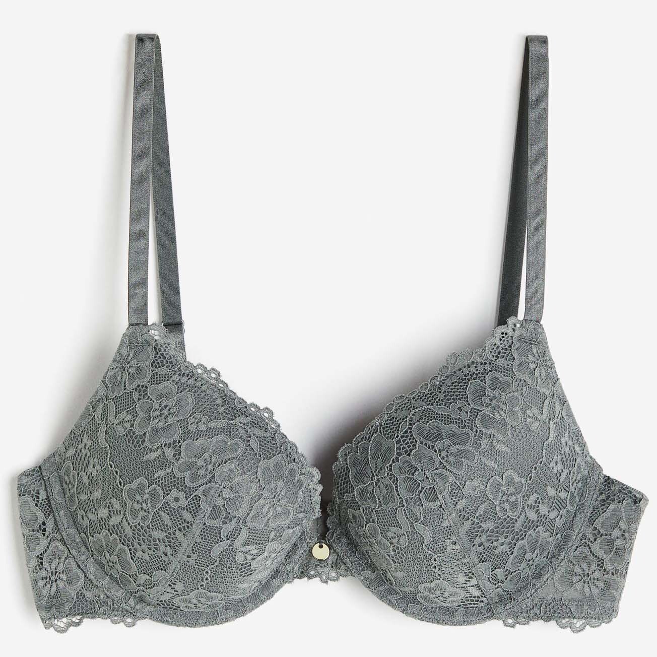 

Бюстгальтер H&M Lace Push-up, серо-зеленый
