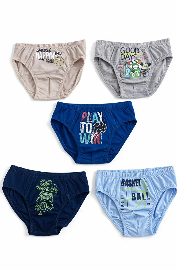 Детские трусы для мальчиков хлопковые Özkan 31801 5 pack boys' mixed color patterned cotton soft comfortable slip panties Özkan Underwear, Mixed Color — фото 4