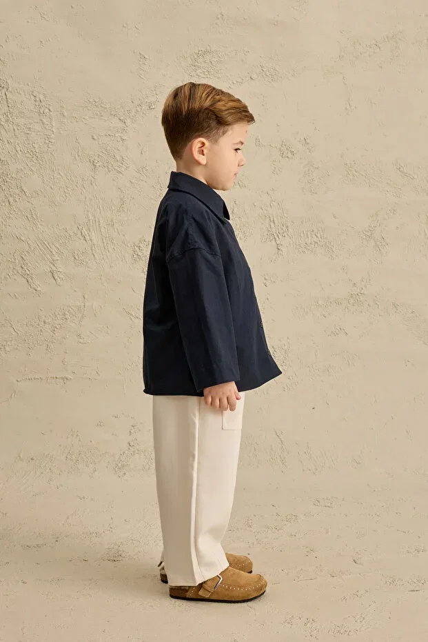Детское для мальчиков рубашка оверсайз Fahhar Kids, Navy Blue — фото 2