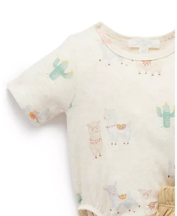 Детский комплект с принтом Unisex 3 piece gift set Purebaby, Little Llama Print — фото 4