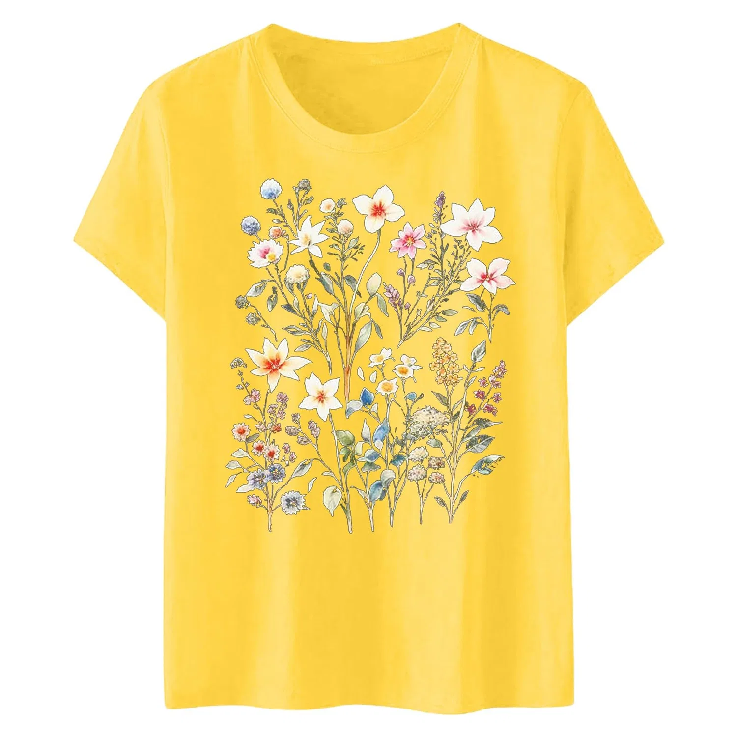 Женская блузка с принтом Girls Graphic Satin Blouses Loose Tops Plus Size Summer Sunflower Women's Basic Cotton Top, 2-yellow — фото 2