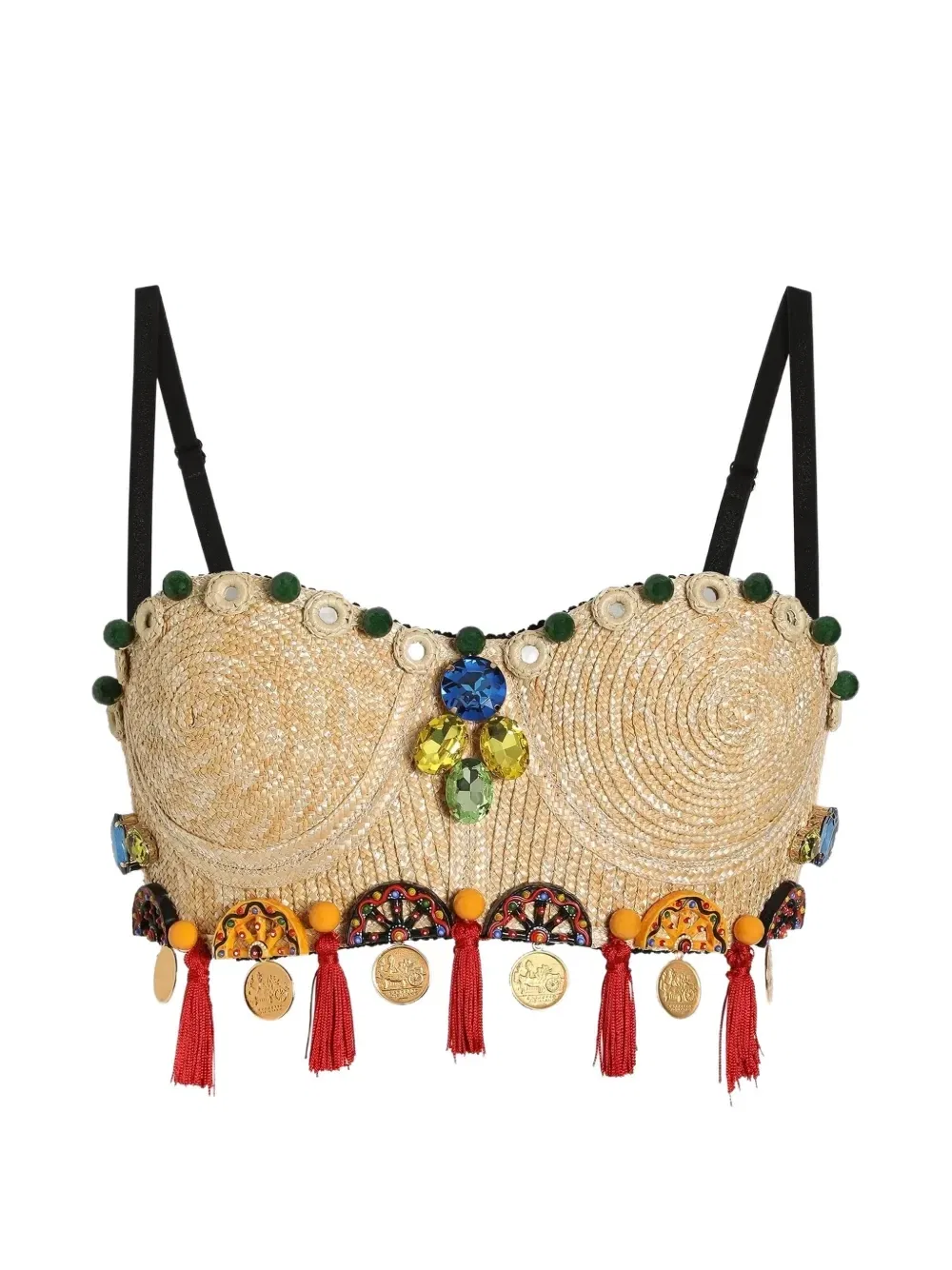 Топ из рафии с вышивкой Dolce & Gabbana, бежевый