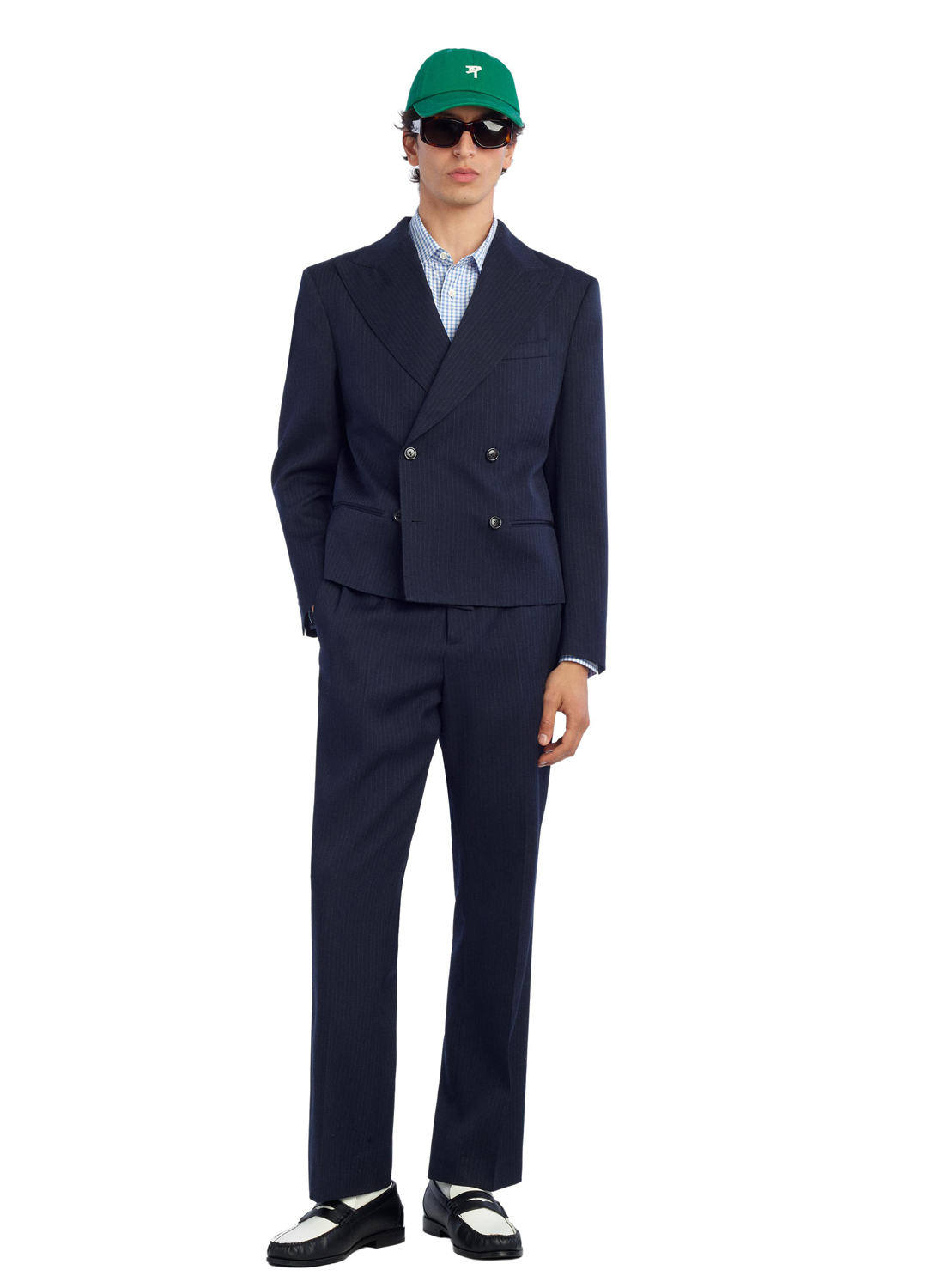 Брюки Zara Benito Antonio Collection Pinstriped Flare Fit Suit, темно-синий