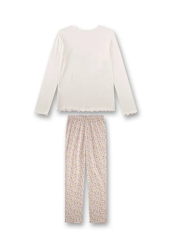 Комплект пижамы с цветочным принтом Langarm blume set Sanetta, beige, бежевый — фото 2