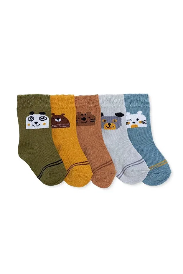 Детский комплект носков для мальчиков с принтом Dinosaur Printed Ebebek Hello Baby, Green