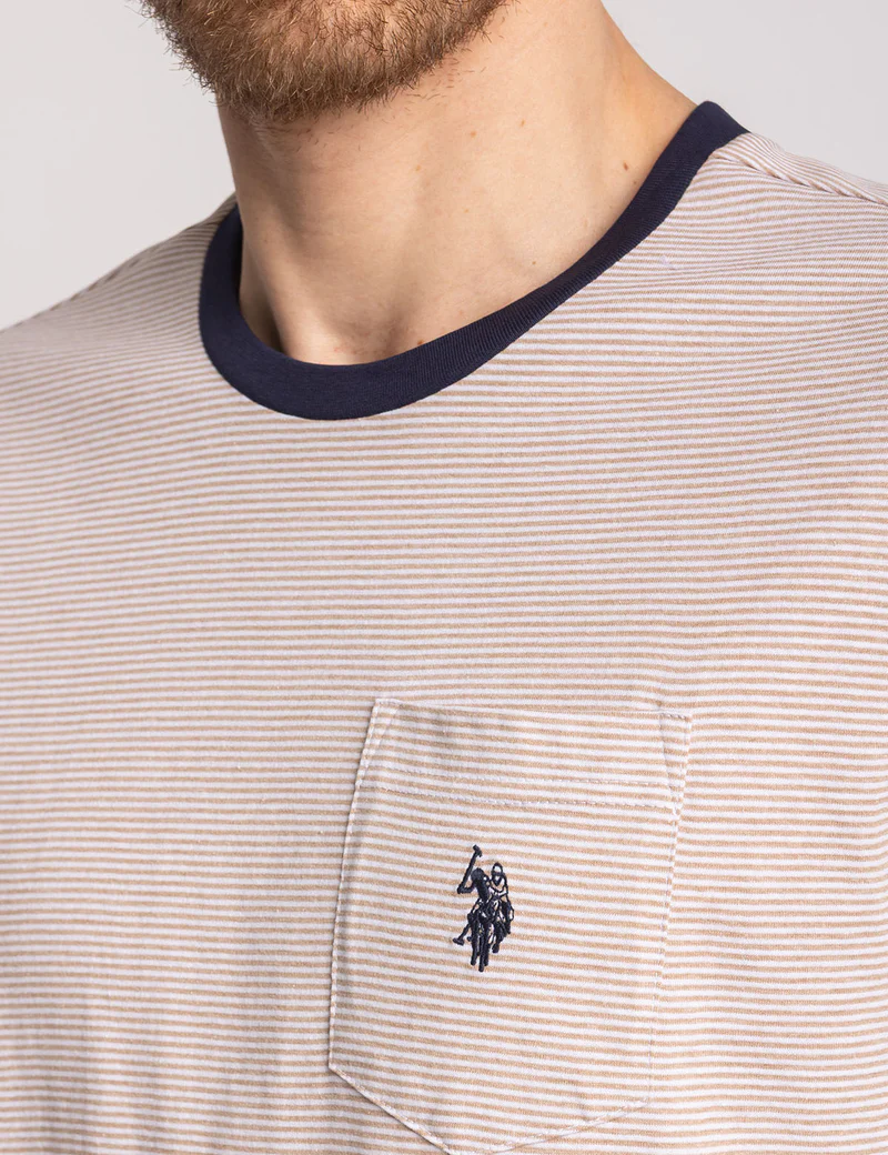 Футболка U.S. Polo Assn Yarn Dye Stripe Jersey With Pocket, светло-красный — фото 2