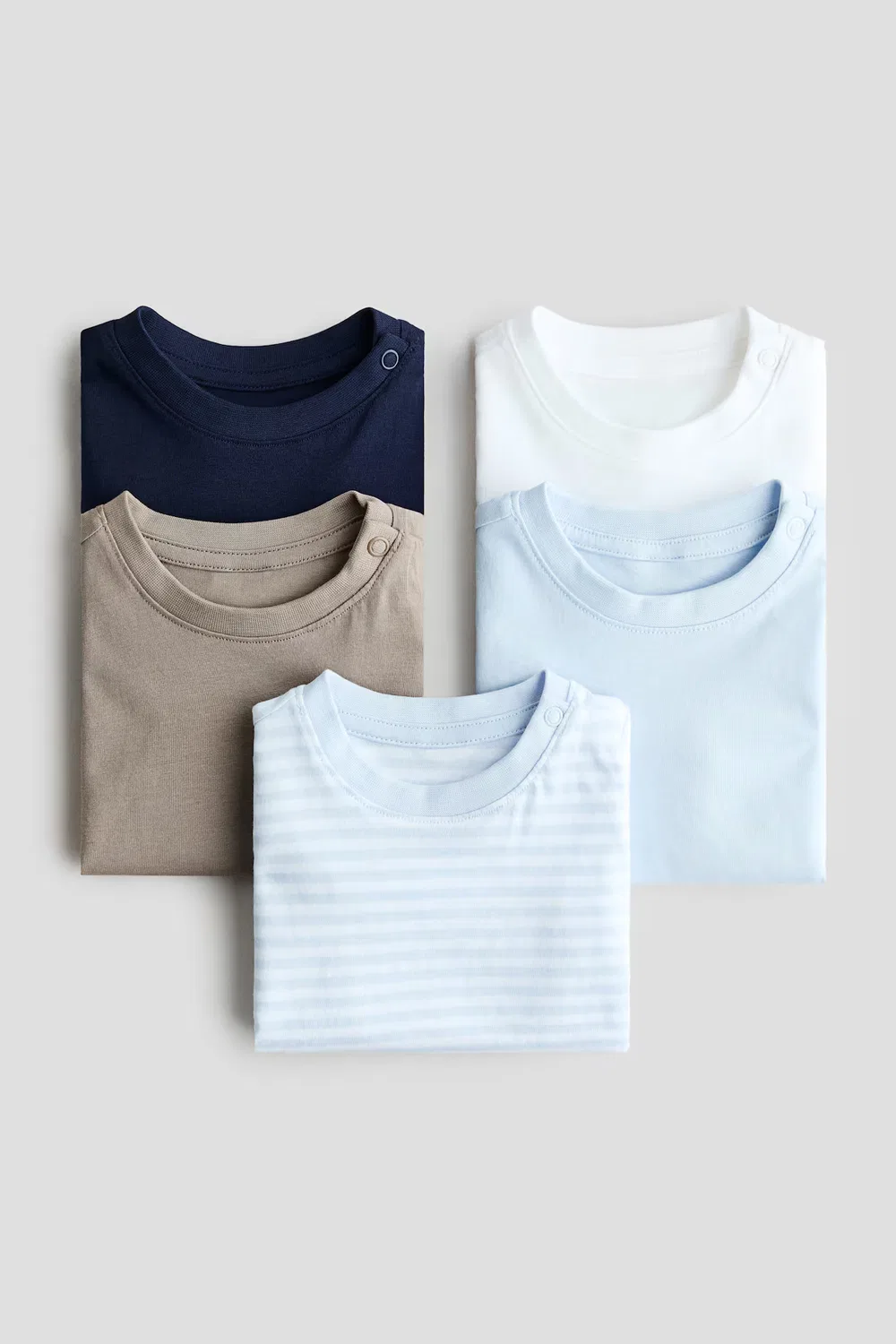 Набор из 5 хлопковых футболок H&M, Hellblau/Beige — фото 2