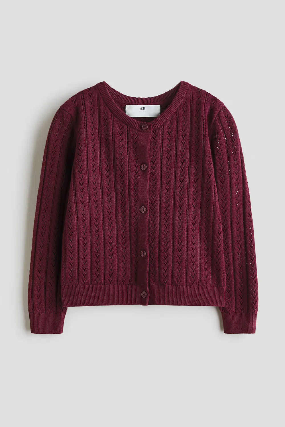 Хлопковый кардиган ажурной вязки H&M, Dunkelrot
