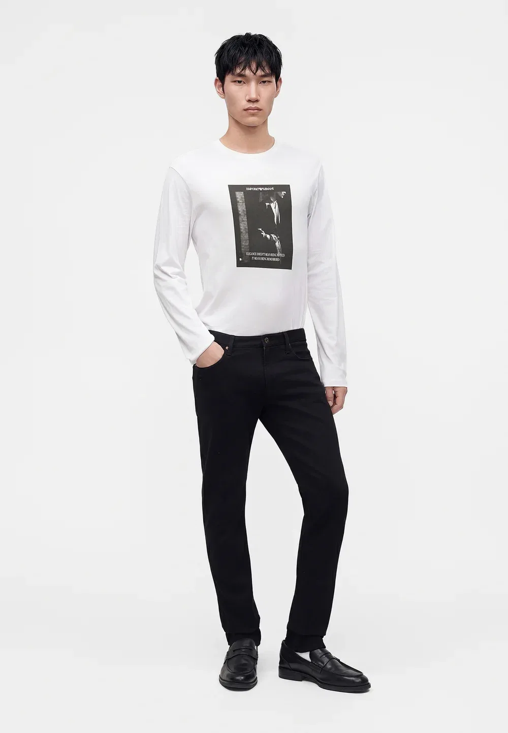 Брюки с карманами - джинсы зауженного кроя Emporio Armani, Black Denim — фото 2