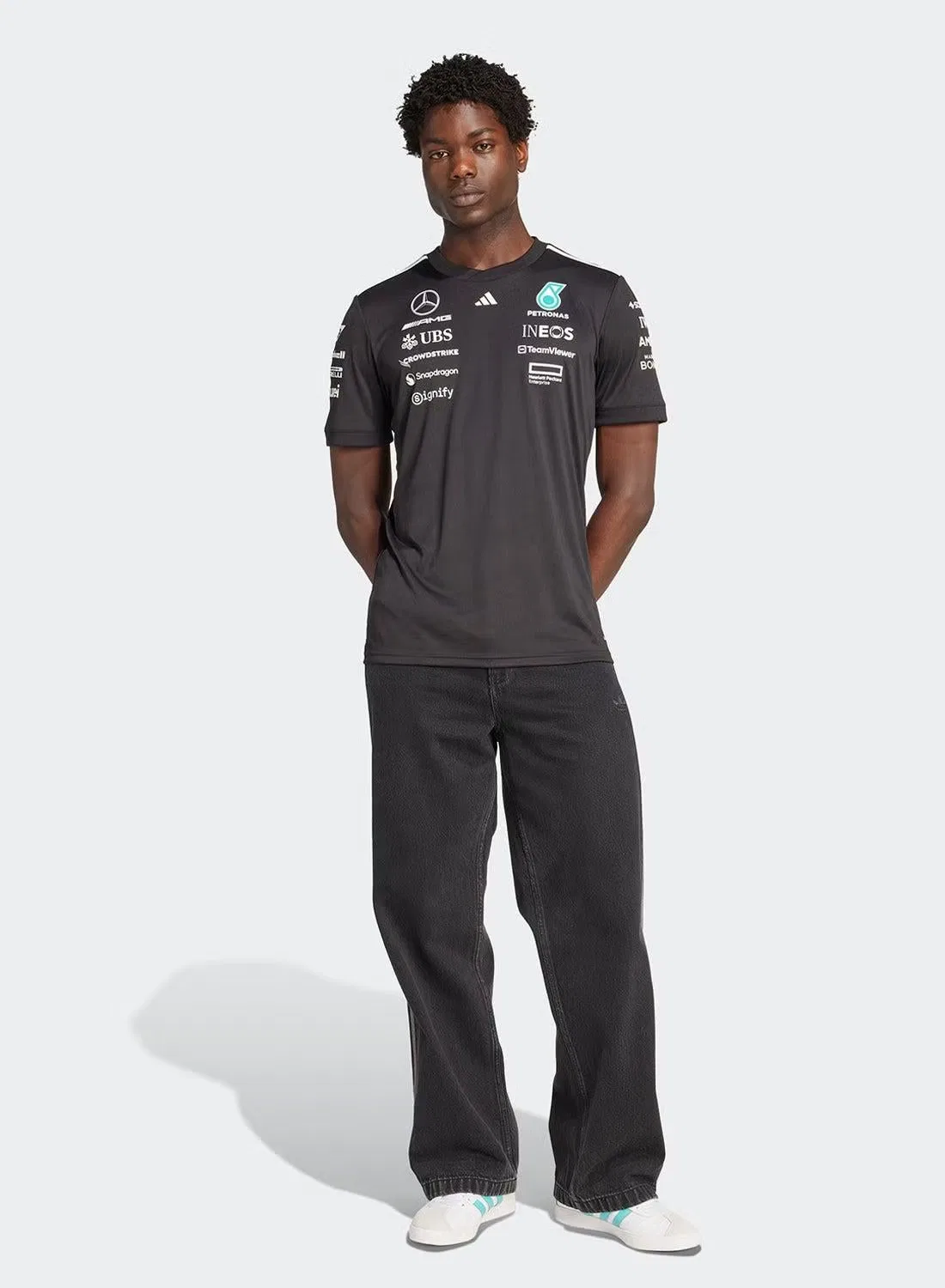 Джерси гоночное с технологией AEROREADY Mercedes - AMG Petronas Formula One Team Adidas, черный — фото 4