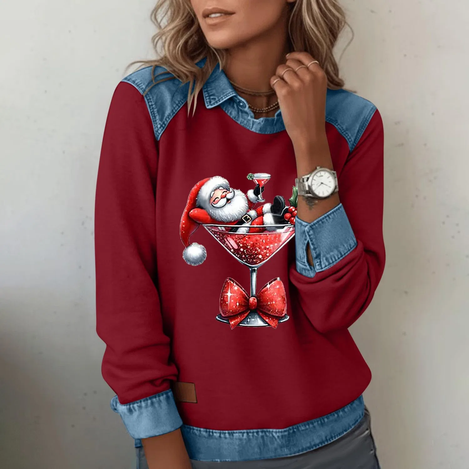 Женский свитшот с принтом Christmas Print, 08 Vino — фото 3
