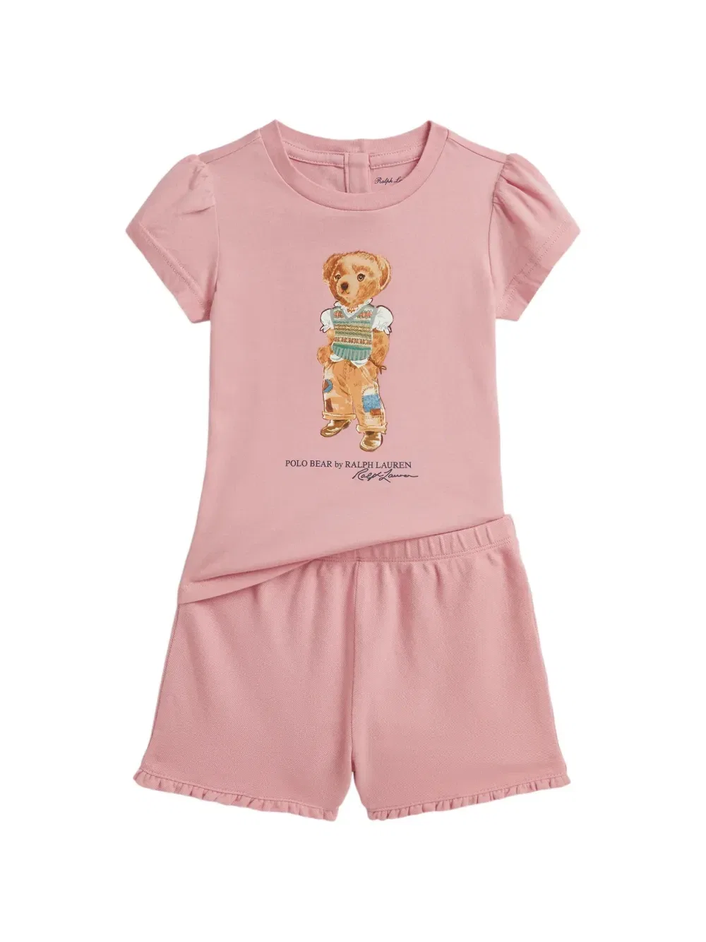 Комплект polo bear из топа и шортов Polo Ralph Lauren Kids, розовый