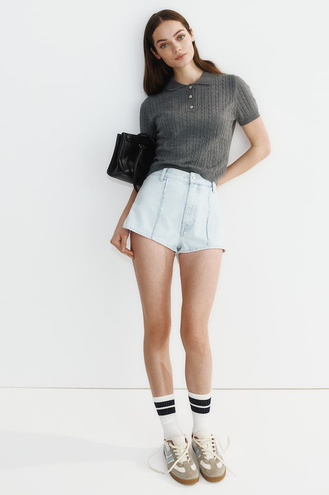 

Рубашка поло из косичной вязки H&M, серый