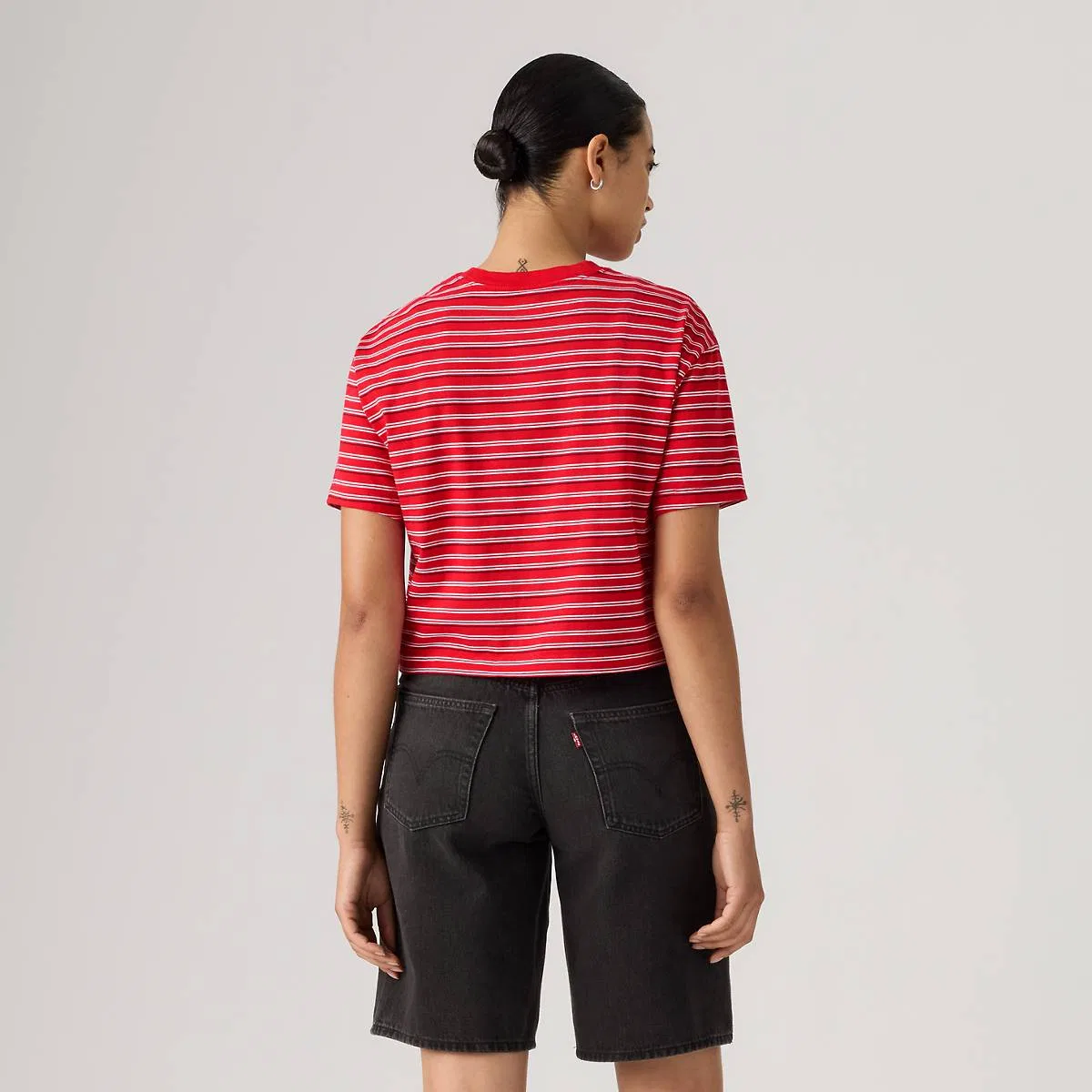 Укороченная футболка на каждый день Levi's, Capricorn Stripe True Red - Multi-Color — фото 4