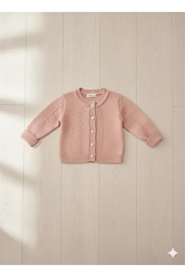 Детский тонкий вязаный кардиган для девочек Butik, Beige — фото 3