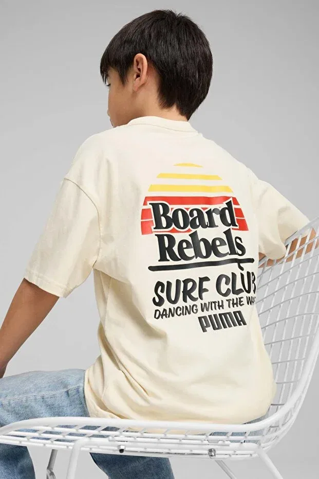 Детская футболка с принтом Unisexmid90S graphic tee beige tangled with the toy short sleeve t-shirt Puma, Beige-102230825 — фото 4