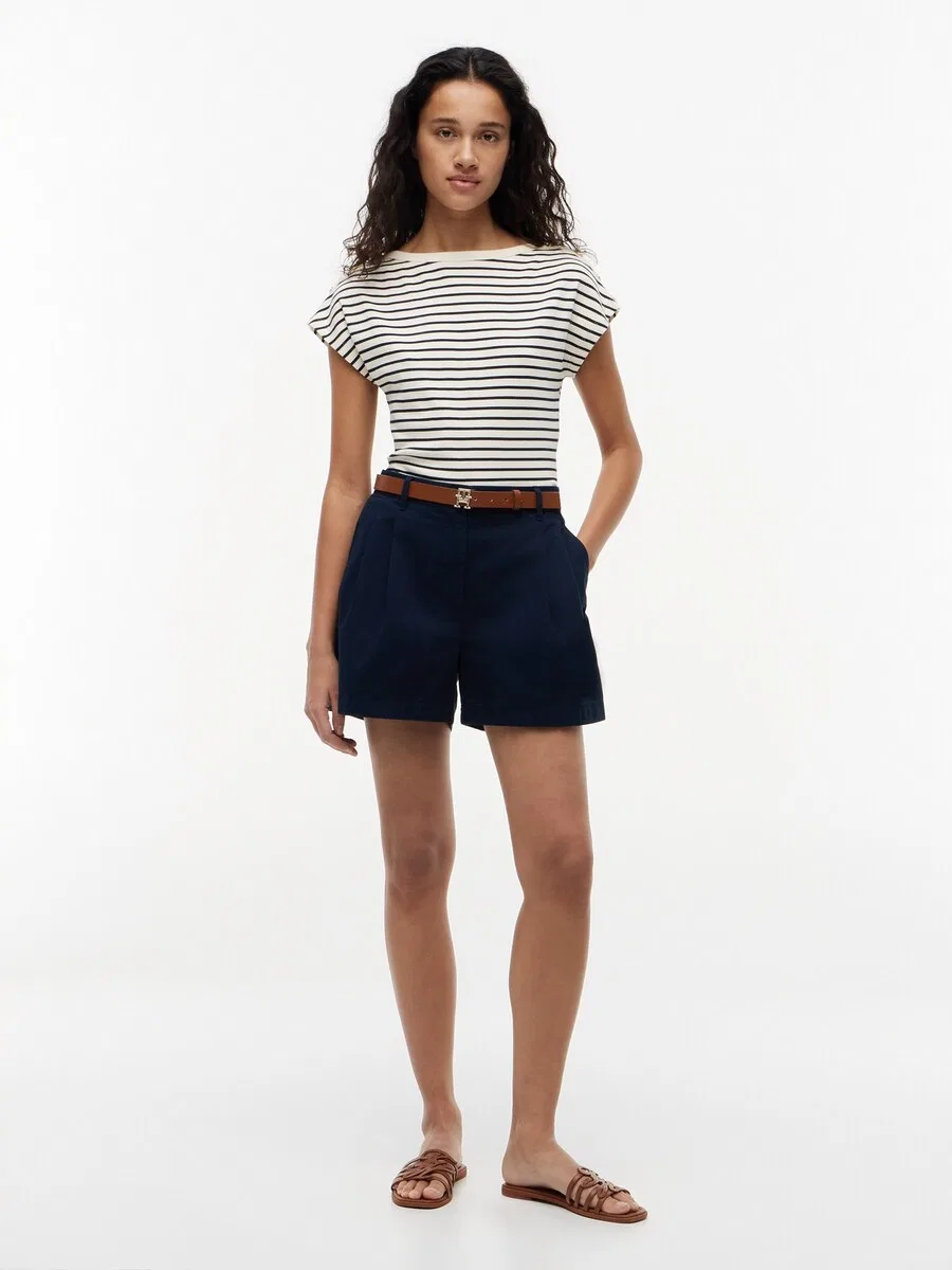 Футболка TOMMY HILFIGER с золотистыми пуговицами, светло-бежевый — фото 4