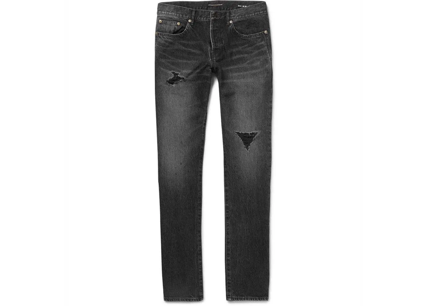 Мужские джинсы скинни с потертостями Saint Laurent, Black