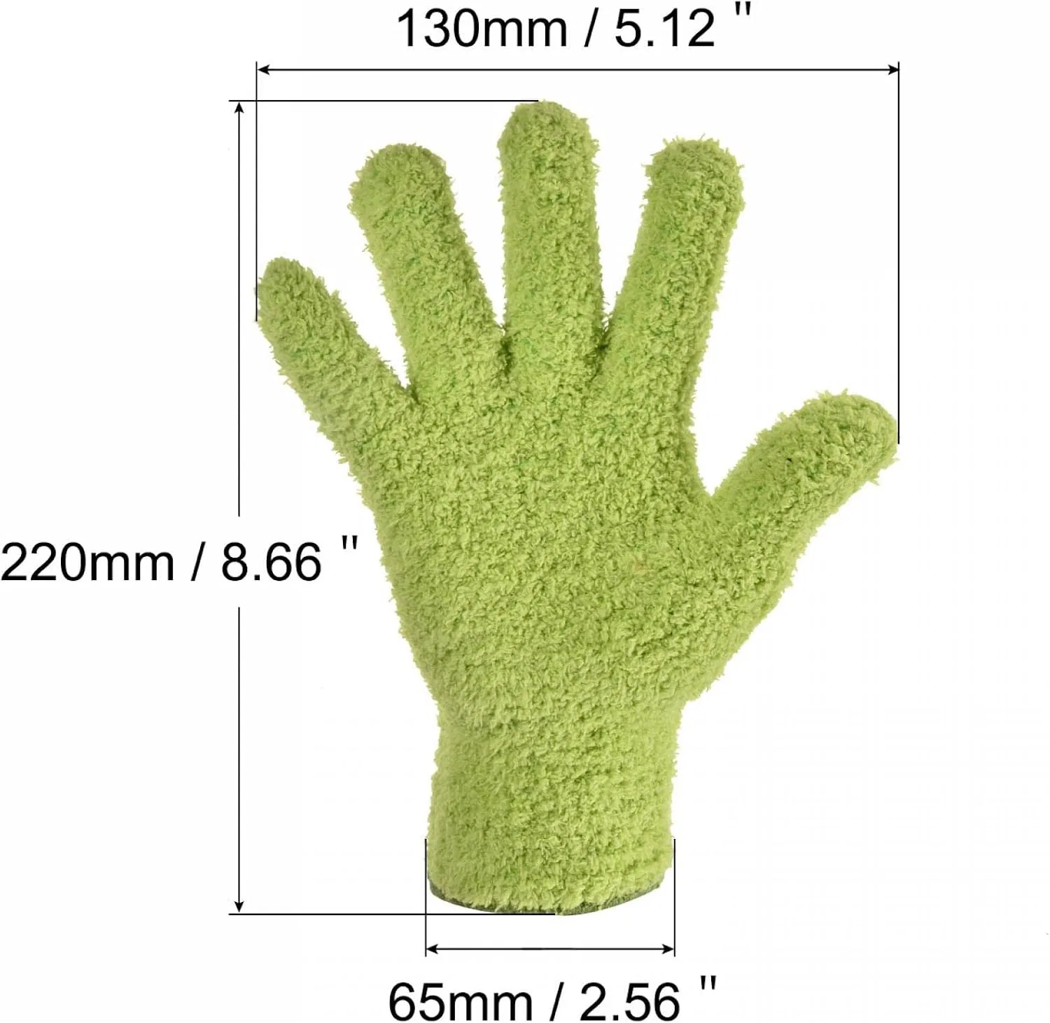 Перчатки для уборки Microfibre, sourcing map, 1 пара, 220 мм, Зеленый — фото 2