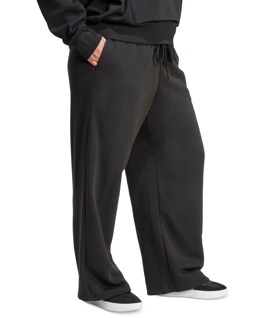 Спортивные брюки с флисом, mid-rise, с боковыми полосами adidas, Black — фото 2