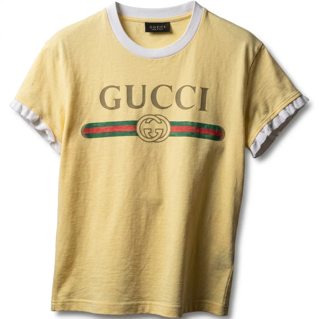 Женская футболка с круглым вырезом Light Yellow GUCCI, Light Yellow