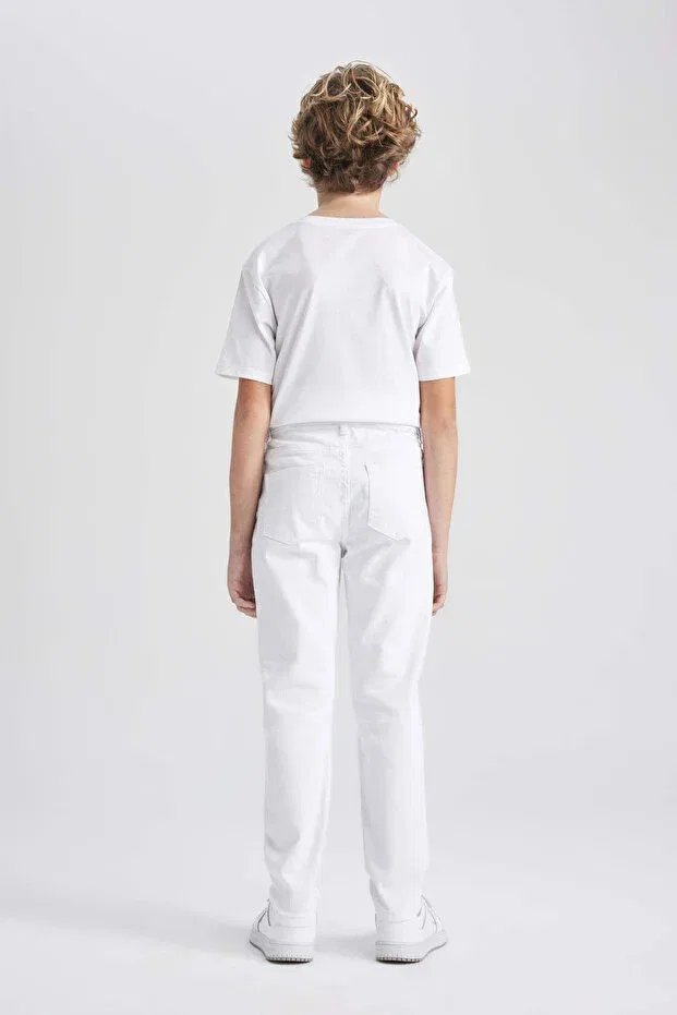 Детские брюки-джинсы для девочек прямого кроя Defacto, White — фото 4