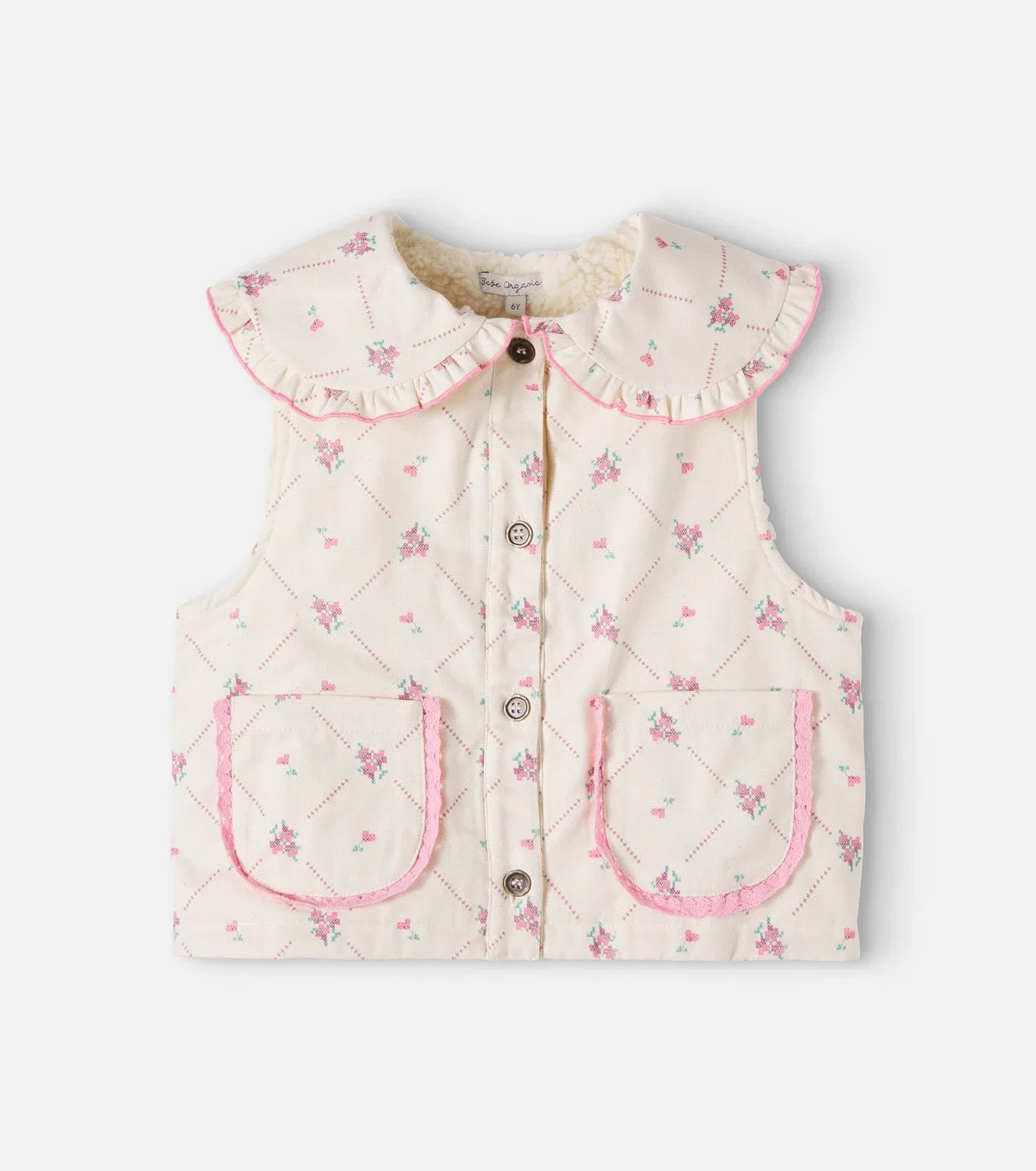 Жилет с цветочным узором Bebe Organic, белый