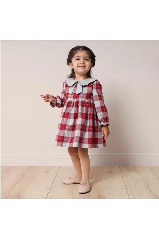 Детское платье для девочек с принтом Birthday Plaid Morwind, Burgundy Gray