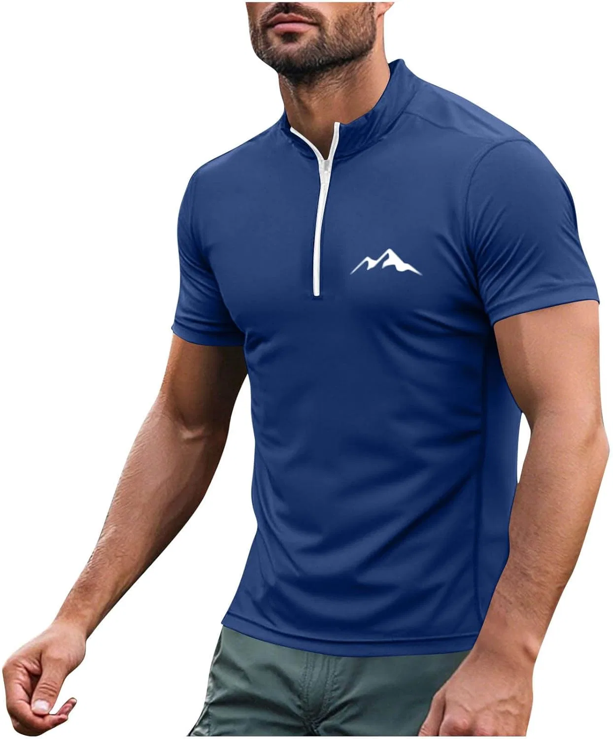 Мужская дышащая футболка с четвертью молнией Golf, Dark Blue