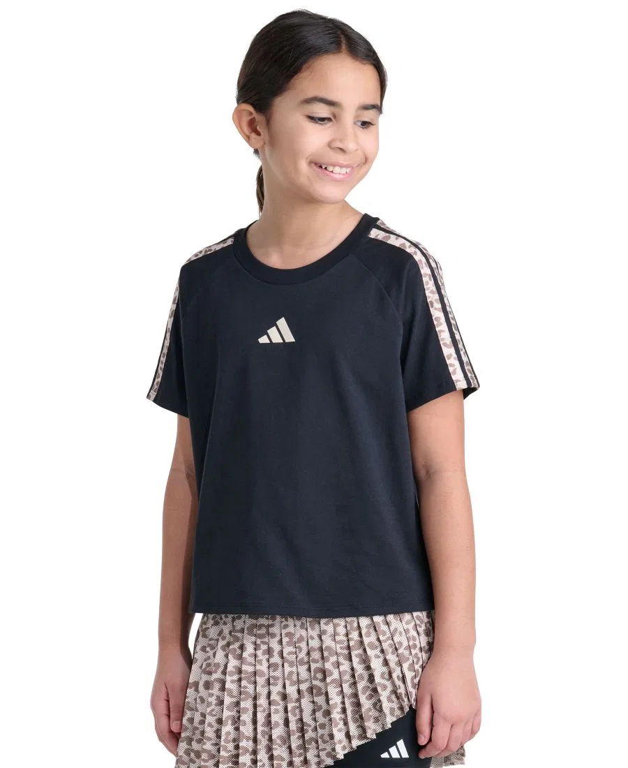 Футболка с коротким рукавом, с принтом, реглан adidas, Black