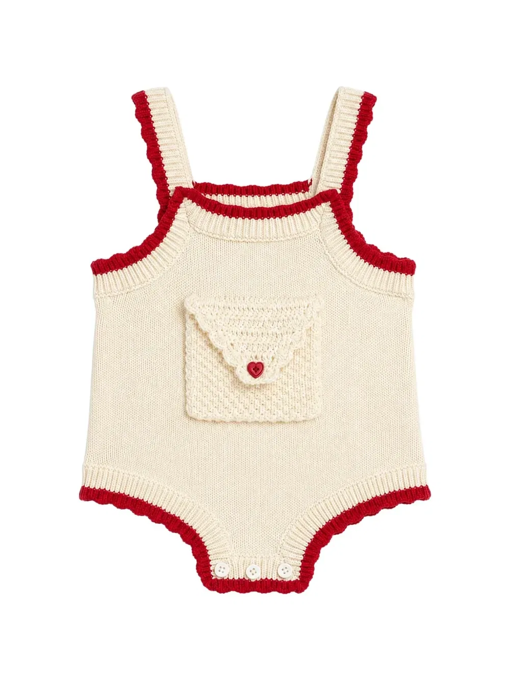 Вязаное боди с карманами, связанными крючком Stella McCartney Kids, бежевый