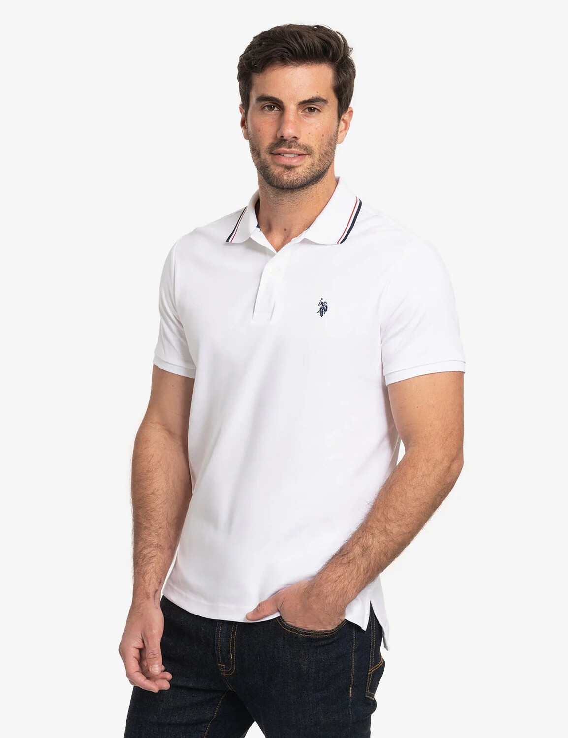 

Футболка поло U.S. Polo Assn. Slim Fit Tipped Interlock, белый