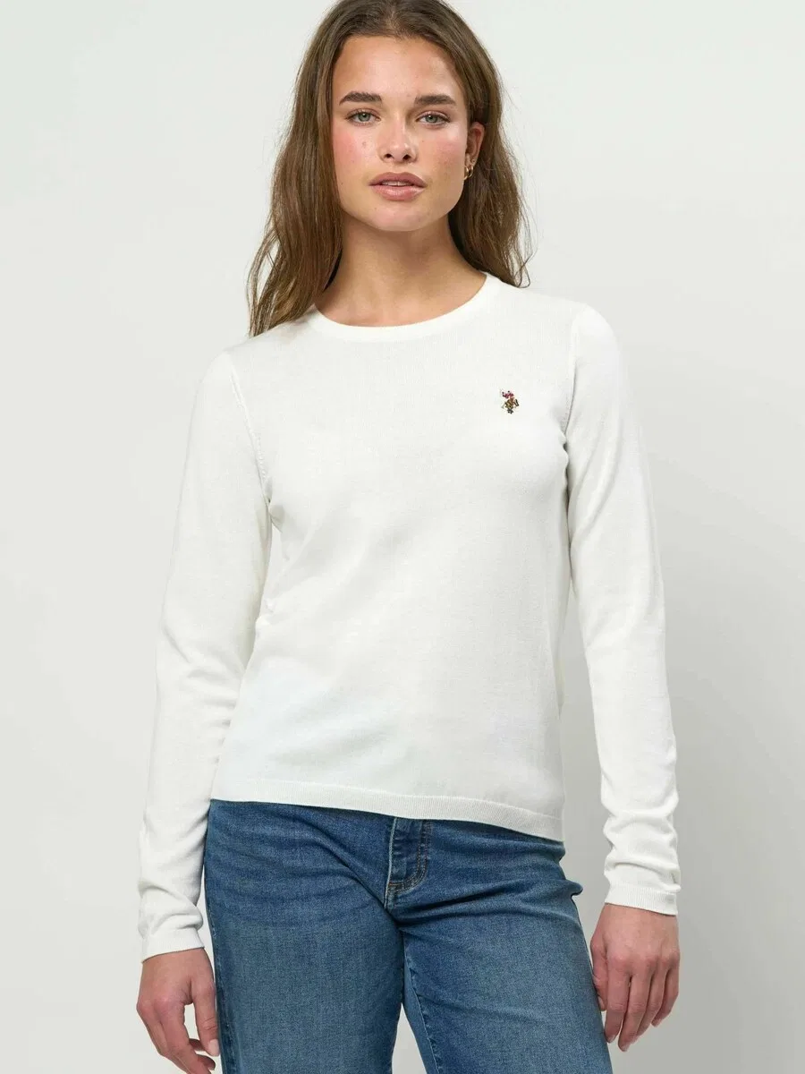 Свитер U.S. Polo Assn. 'UWMaise' белого цвета — фото 3