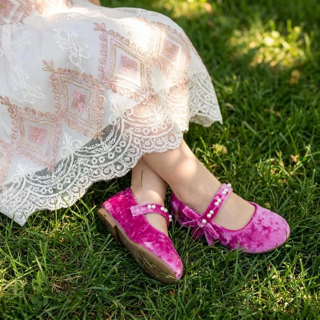 Детские балетки для девочек Mary Jane Ballet Flats THEE BRON, Magenta Rose — фото 2