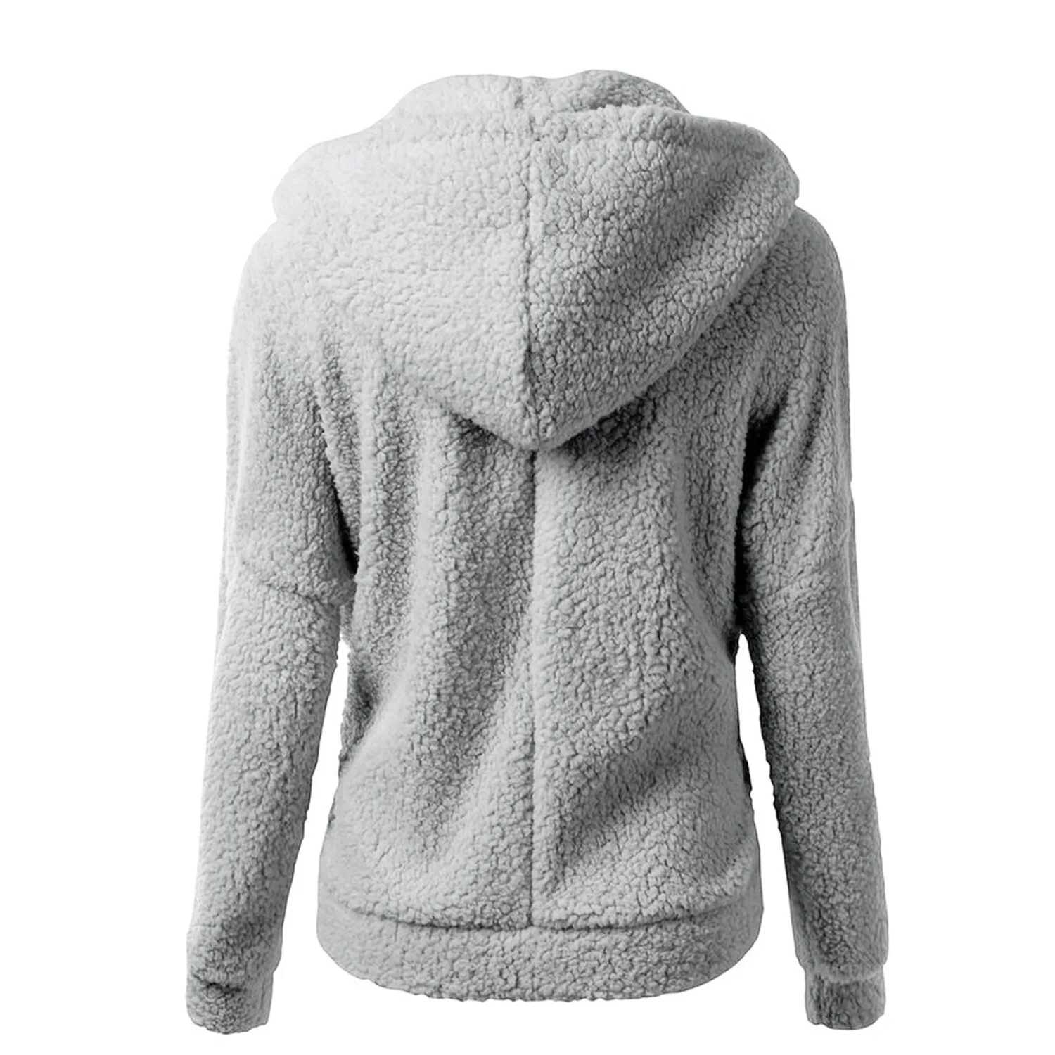 Женское пальто с капюшоном из флиса Oversize, Grigio chiaro — фото 4