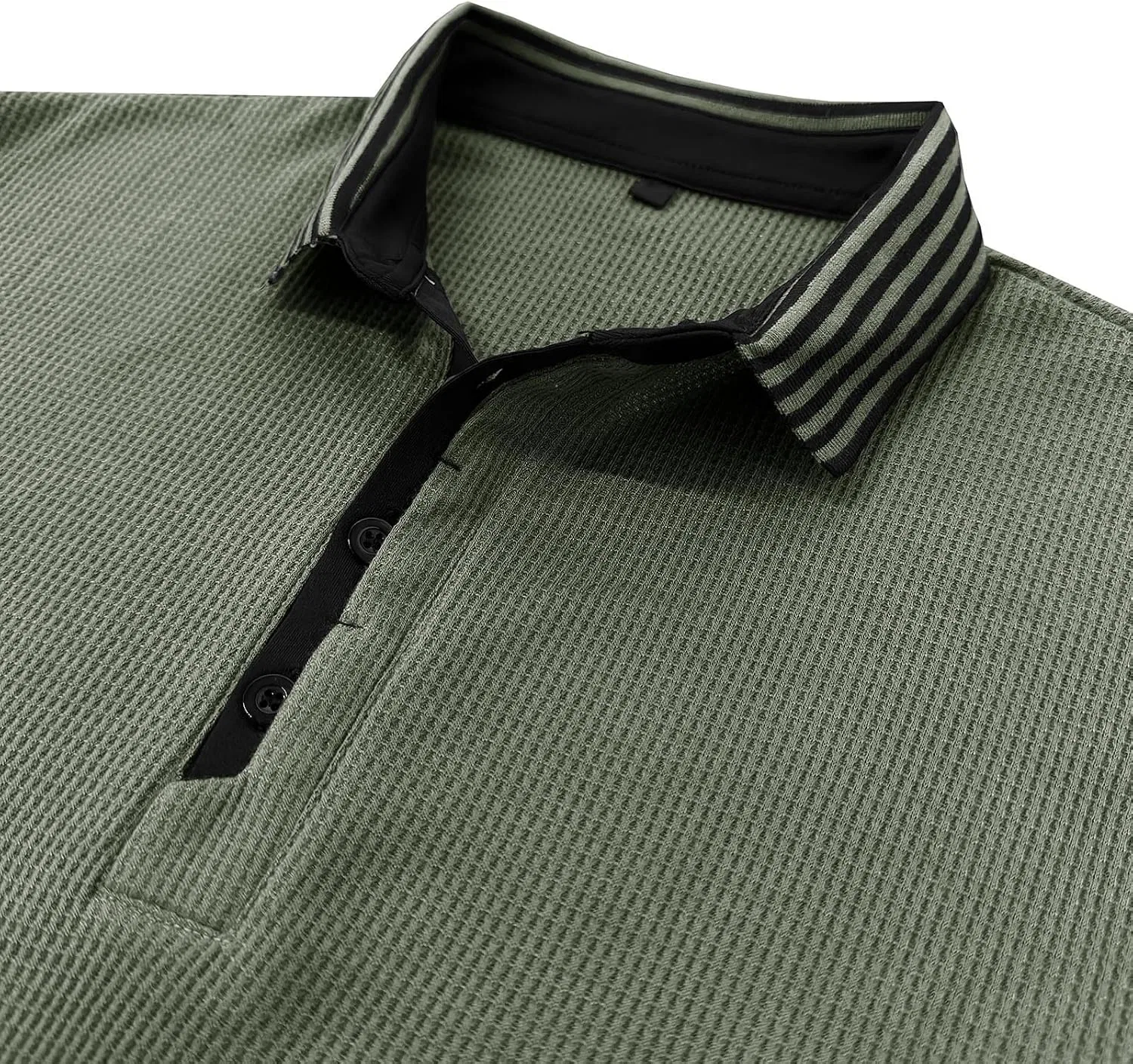 Мужская повседневная футболка с воротником-стойкой Generic, Army Green — фото 4